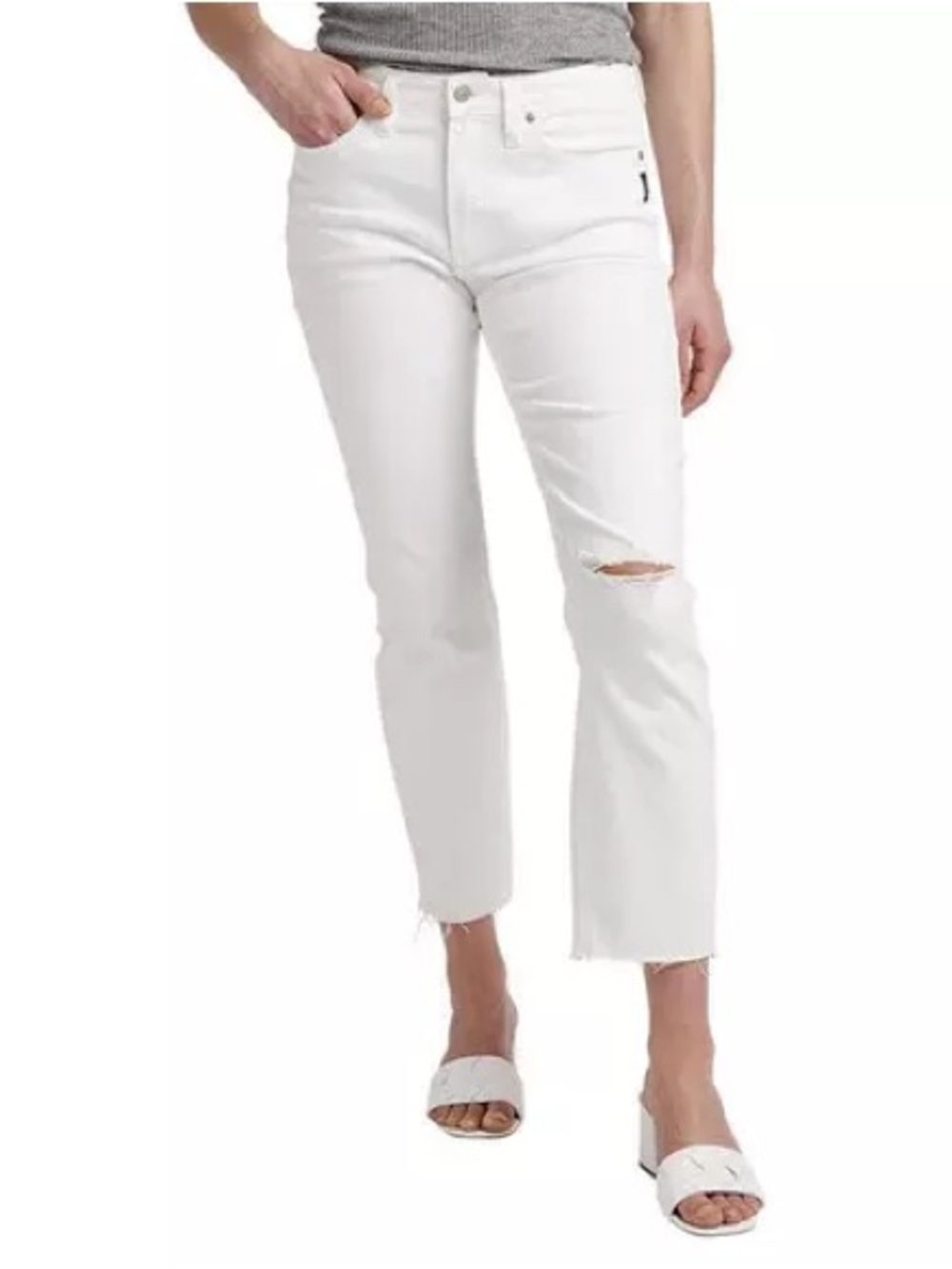Silver Jeans Co. White Most Wanted Straight Crop Ankle Jeans (25x27)